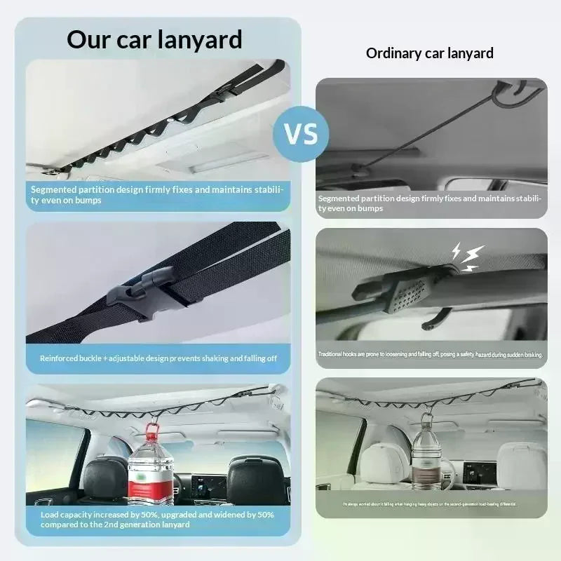 Car Clothes Drying Rope – Adjustable Interior Hanging Hanger Car Interior Organizer Qme