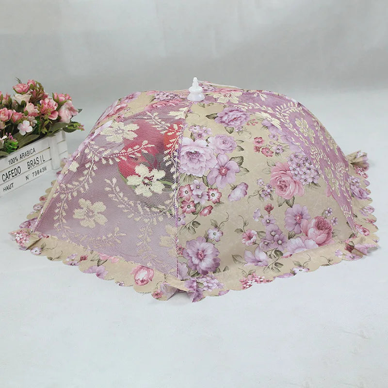 Umbrella Food Cover Foldable Mesh Table Cover 80cm | 3 Colors Mesh Food Cover Qme Pink