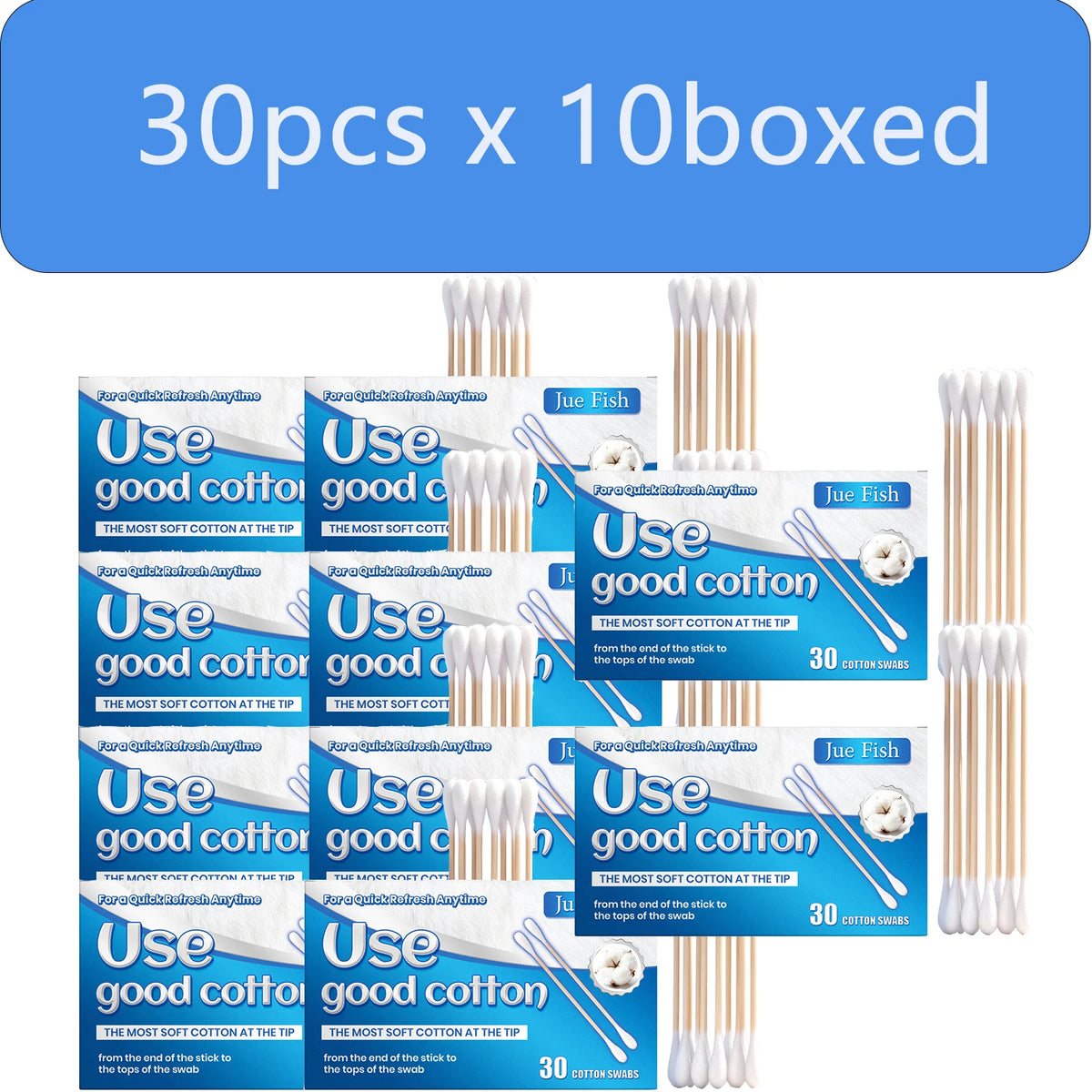 Double-Headed Multifunctional Cotton Swabs – Makeup & Ear Care Cotton Swabs Qst 30pcs x 10boxed