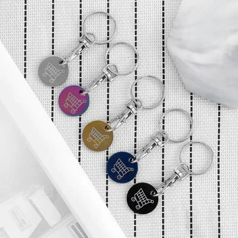 Mini Shopping Cart Token Keychain – Stainless Steel, 5 Colors Token Keychain Qme
