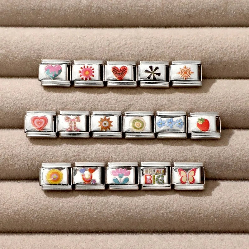 Fashion Pattern Bead Charms for Italian Charm Bracelets – 32 Colors Bracelet Charm Qme