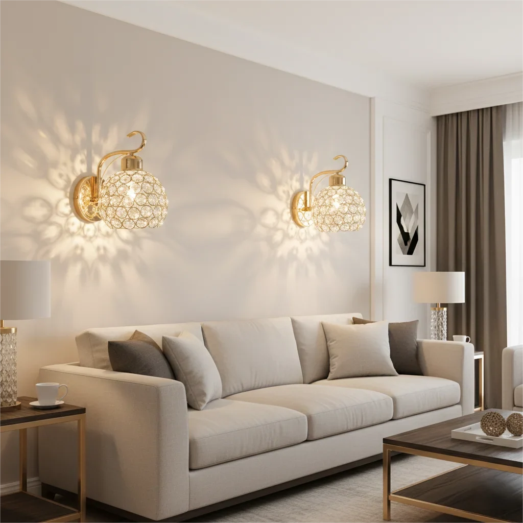 Crystal LED Wall Lamp – Modern Minimalist Bedroom Light LED Wall Sconce Qme