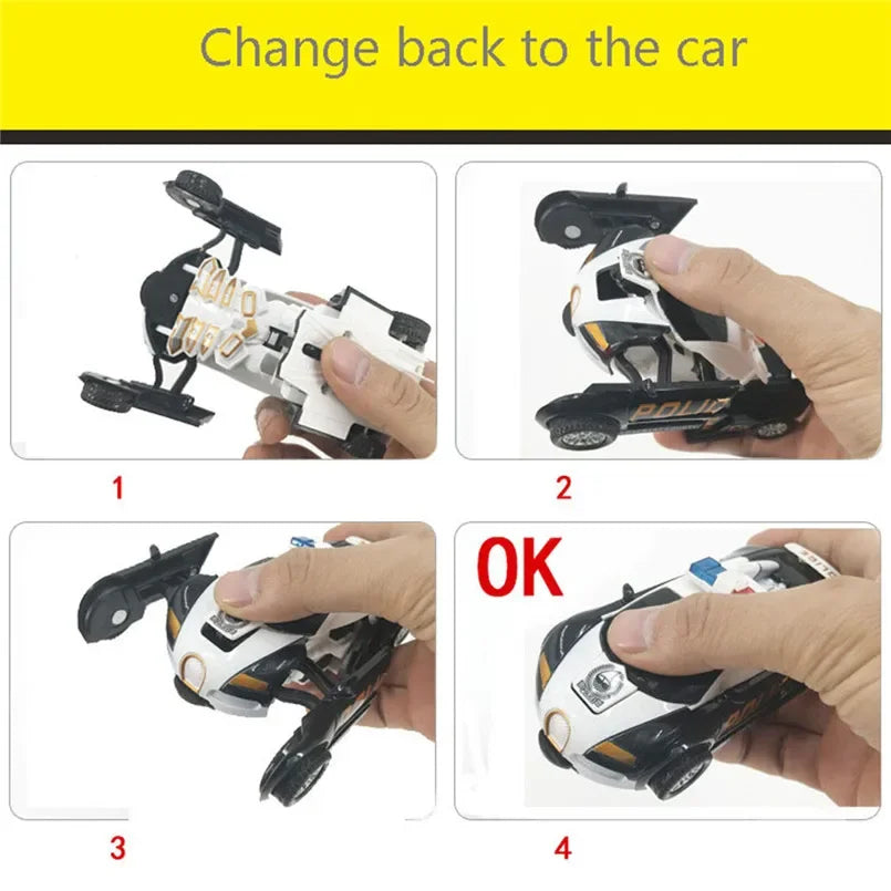 One-Key Transform Robot Car Toy for Kids | 3 Colors Transform Robot Toy Qme