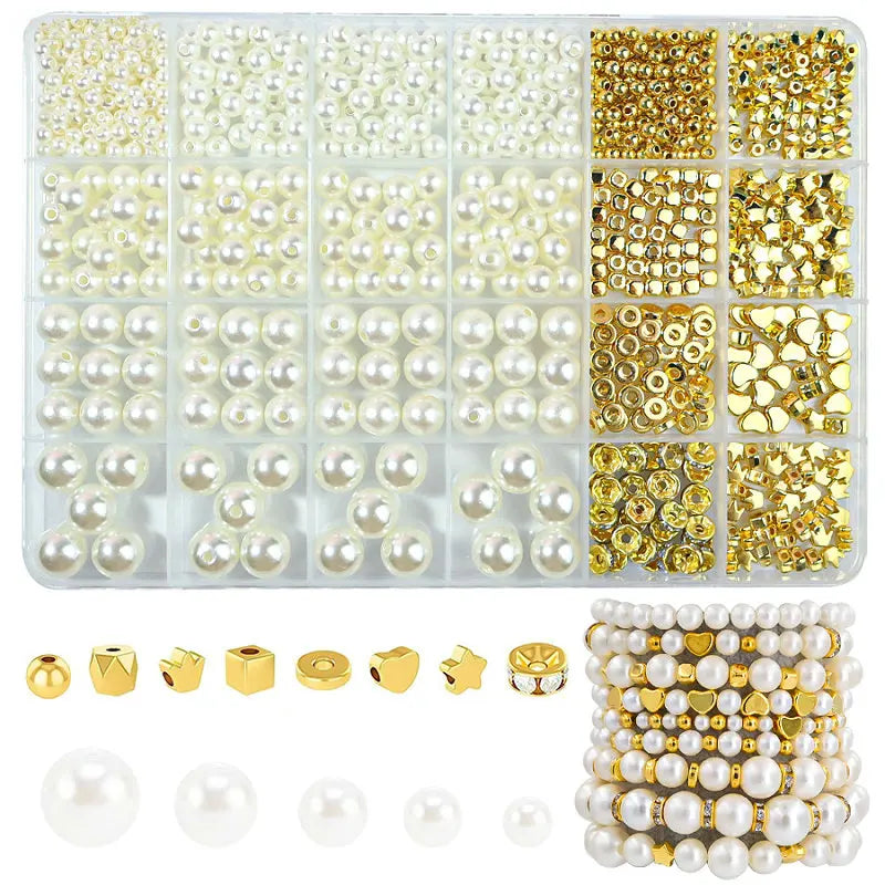 Golden Acrylic Spacer Beads DIY Jewelry Making Kit – Assorted Jewelry Making Beads Qme