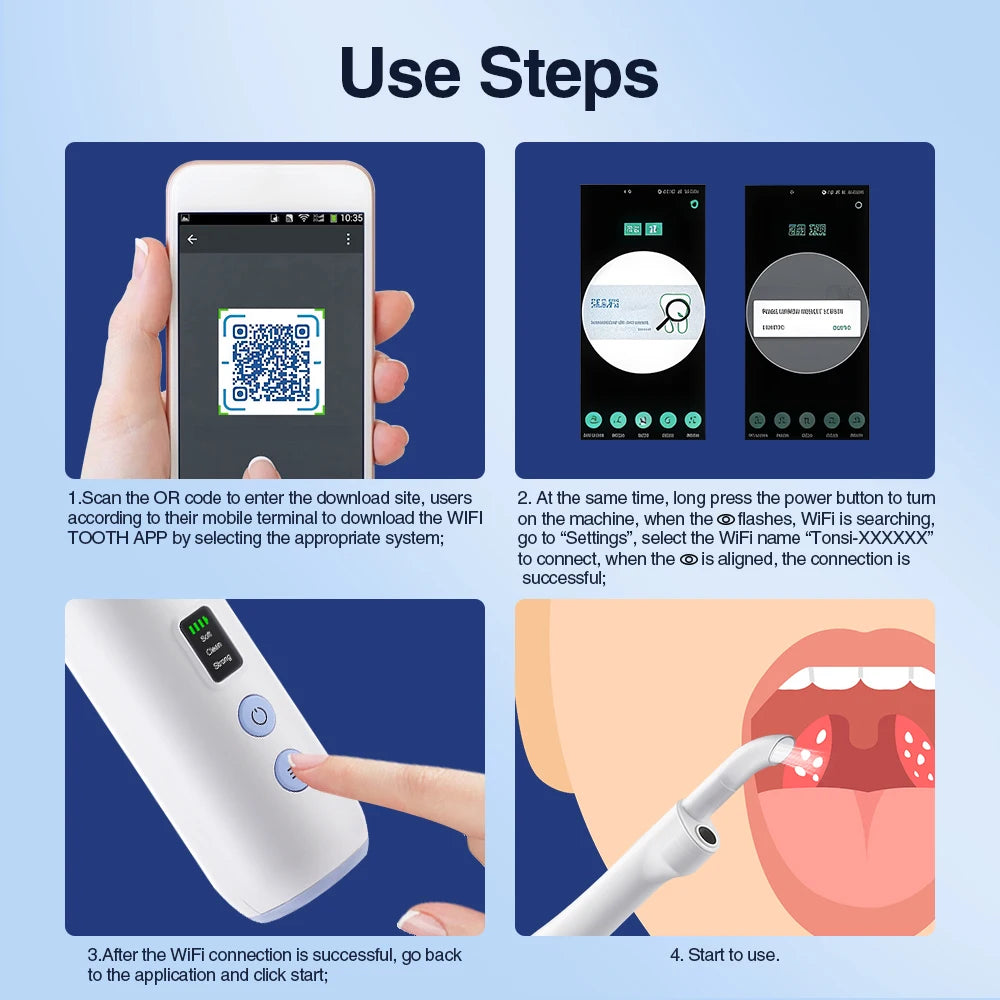 Ms.Dear Electric Tonsil Stone Remover – HD Camera, 3 Suction Levels Oral Care Device Qst