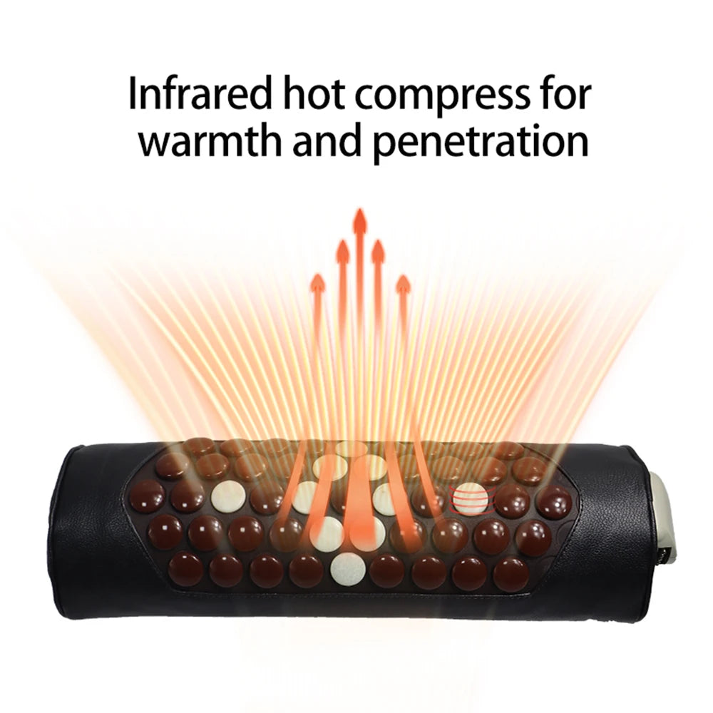 Jade & Tourmaline Hot Stone Neck Massage Pillow | 30–70°C Heat Neck Massage Pillow Qst
