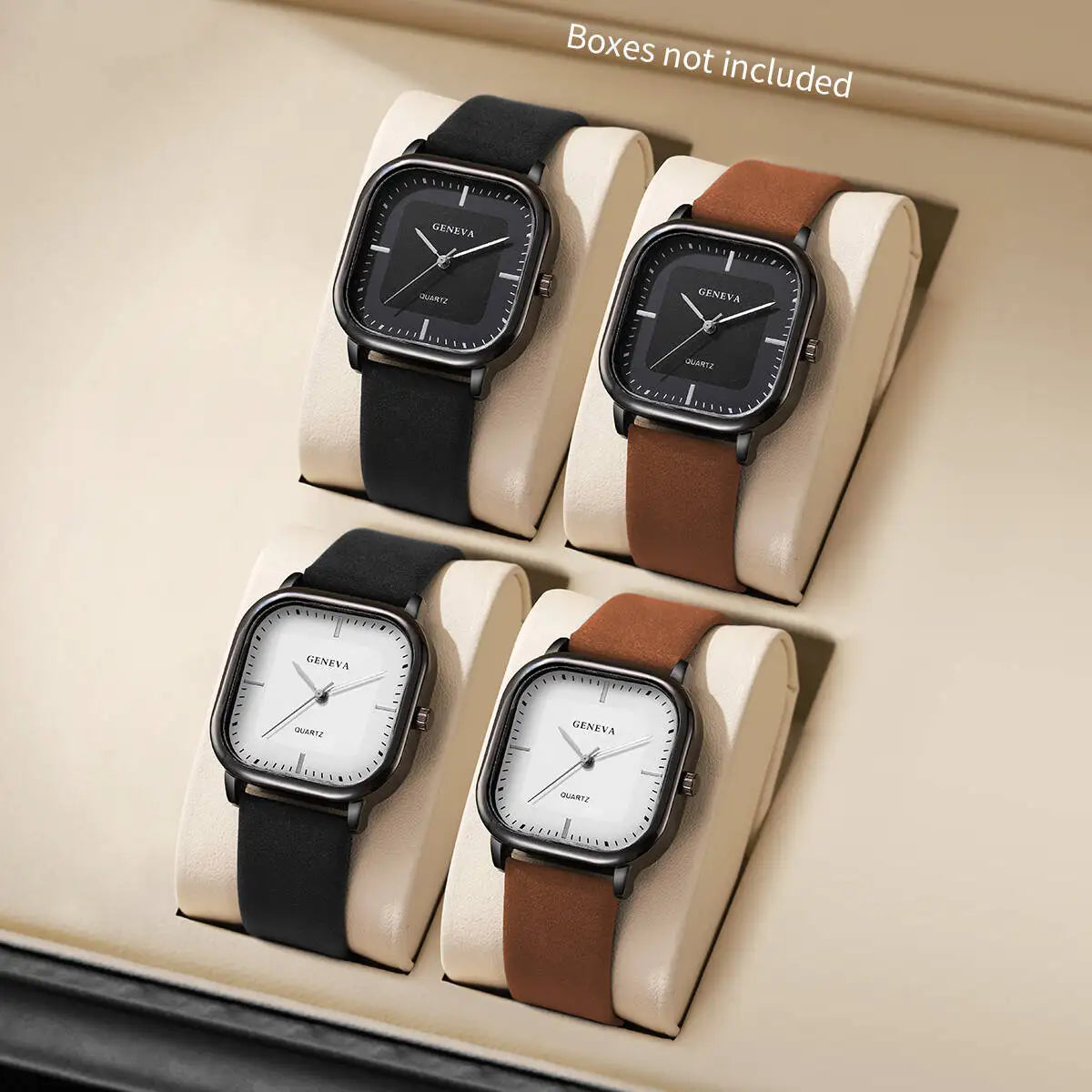 Square Minimalist Quartz Watch – Unisex Faux Leather, 4 Colors Quartz Fashion Watch Qme