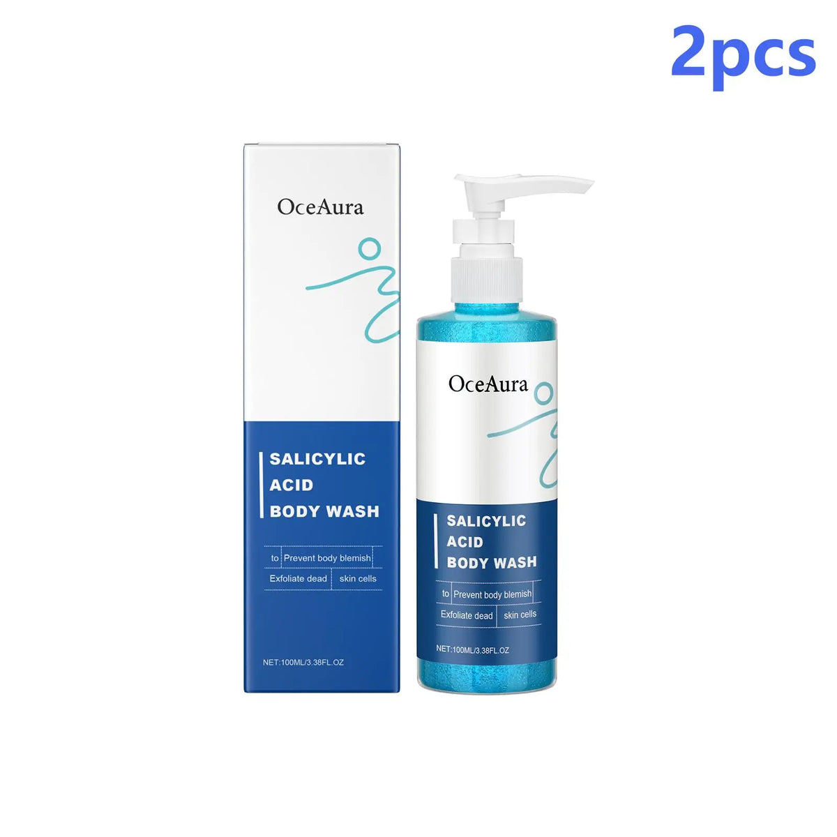 OceAura Salicylic Acid Body Wash – Exfoliating Shower Gel 100ml Exfoliating Body Wash Qst 2pcs