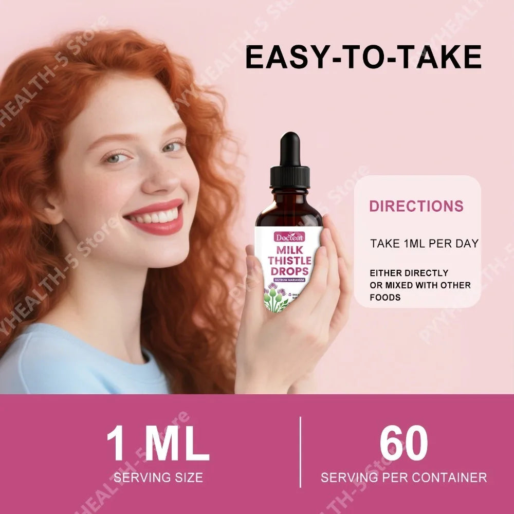 Docteat Milk Thistle Drops 60ml – Vitamin D3, Zinc & Elderberry Liquid Herbal Supplement Qst