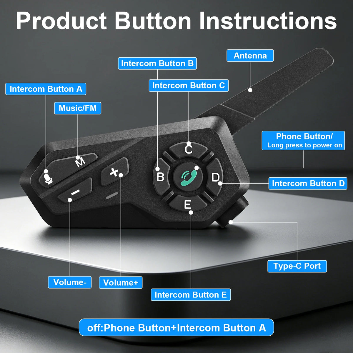 Motorcycle Helmet Bluetooth Headset – 6-Rider Intercom & FM Helmet Bluetooth Headset Qst