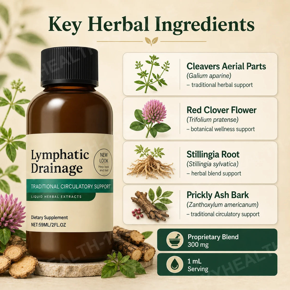 Lymphatic Drainage Drops 59ml – 4 Herbal Extracts Wellness Herbal Wellness Drops Qst