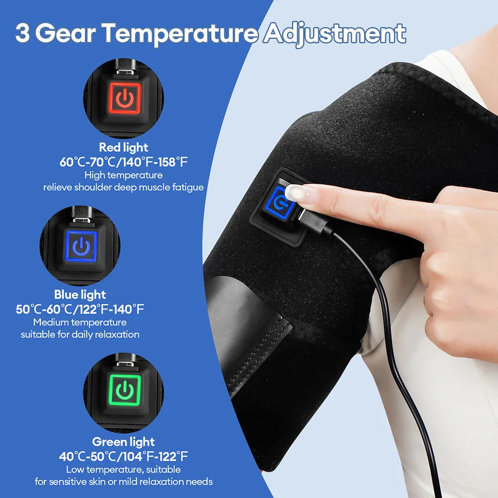 Heated Shoulder Wrap – 3-Level Temperature Massage Pad Heated Shoulder Wrap Qst
