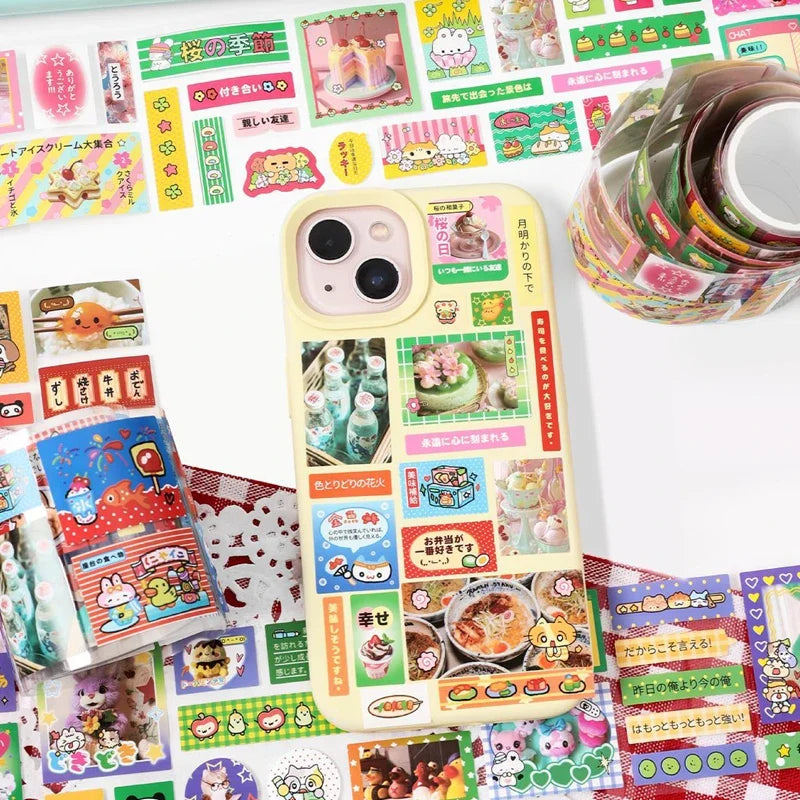 Japanese Food Sticker Tape 2m – DIY Scrapbook & Journal Decor Decorative Sticker Tape Qme