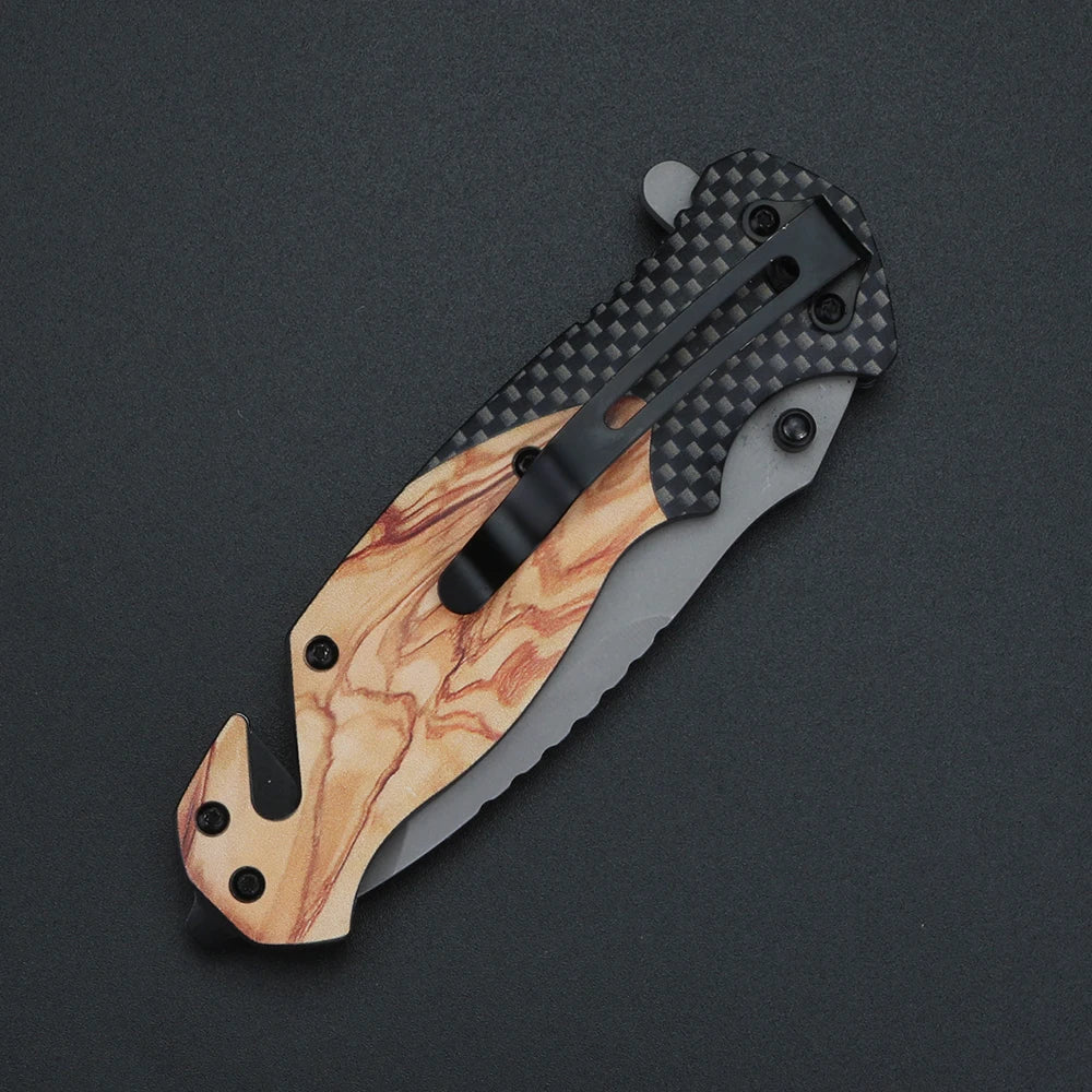 XUAN FENG Damascus Folding Knife D2 Steel – Camping Survival EDC Folding Pocket Knife Qst