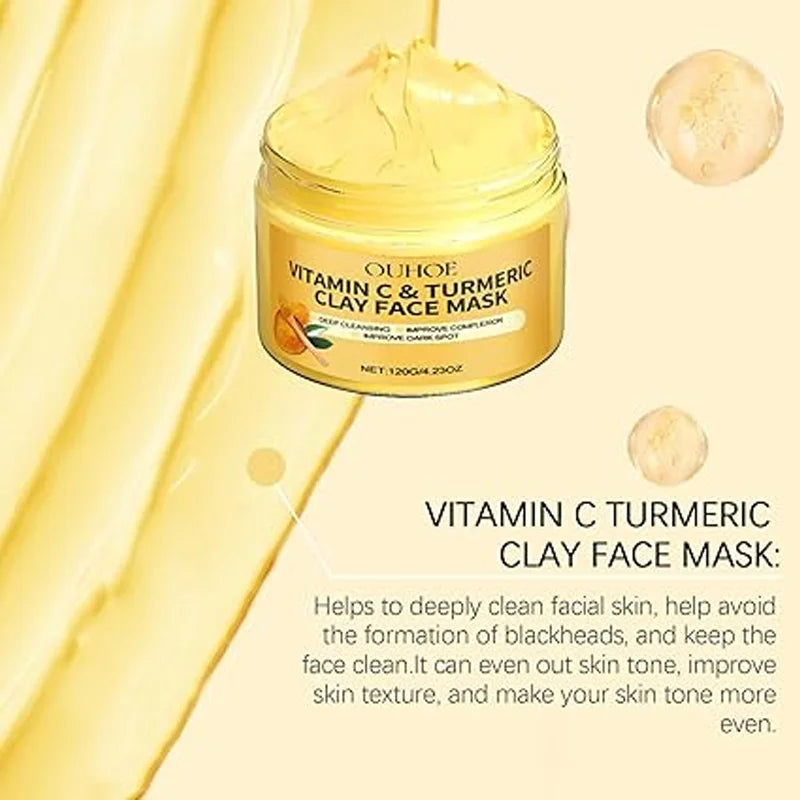 Turmeric Vitamin C Clay Mask – Brighten, Cleanse & Hydrate Clay Face Mask Qst