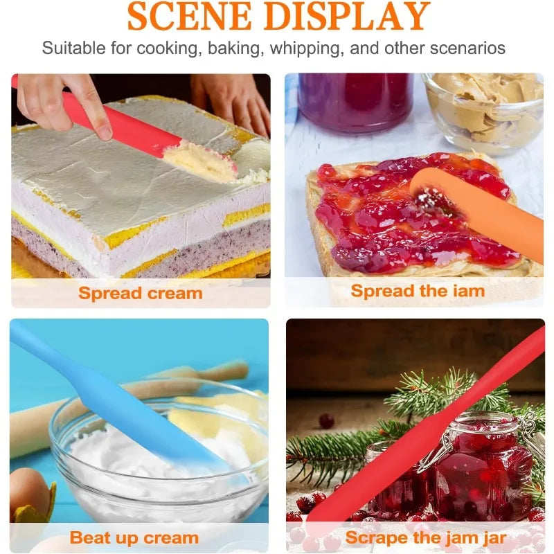 Silicone Long Spatula & Cream Knife – Non-Stick Cake Tool Baking Spatula Qme