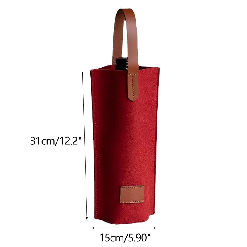 Felt Insulated Single Bottle Wine Tote Bag | Gift & Carrier Insulated Wine Tote Qme