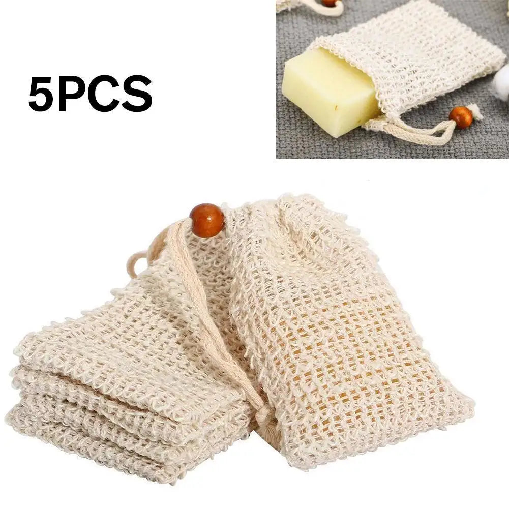 Natural Cotton Linen Soap Saver Bag | Mesh Exfoliator Pouch 5pk Soap Saver Bag Qme
