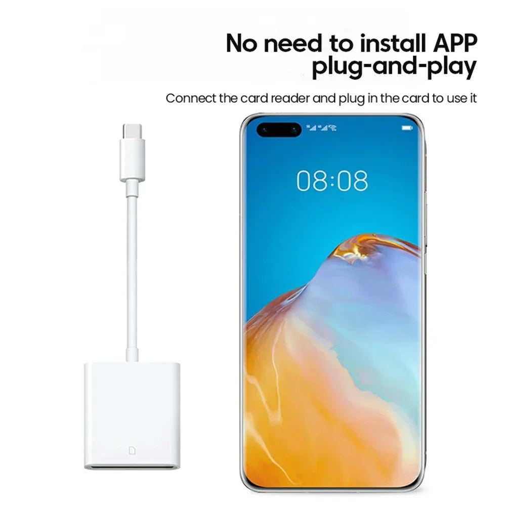 USB-C Multi-Port Card Reader Hub – TF, CF & SD Adapter USB-C Card Reader Hub Qme