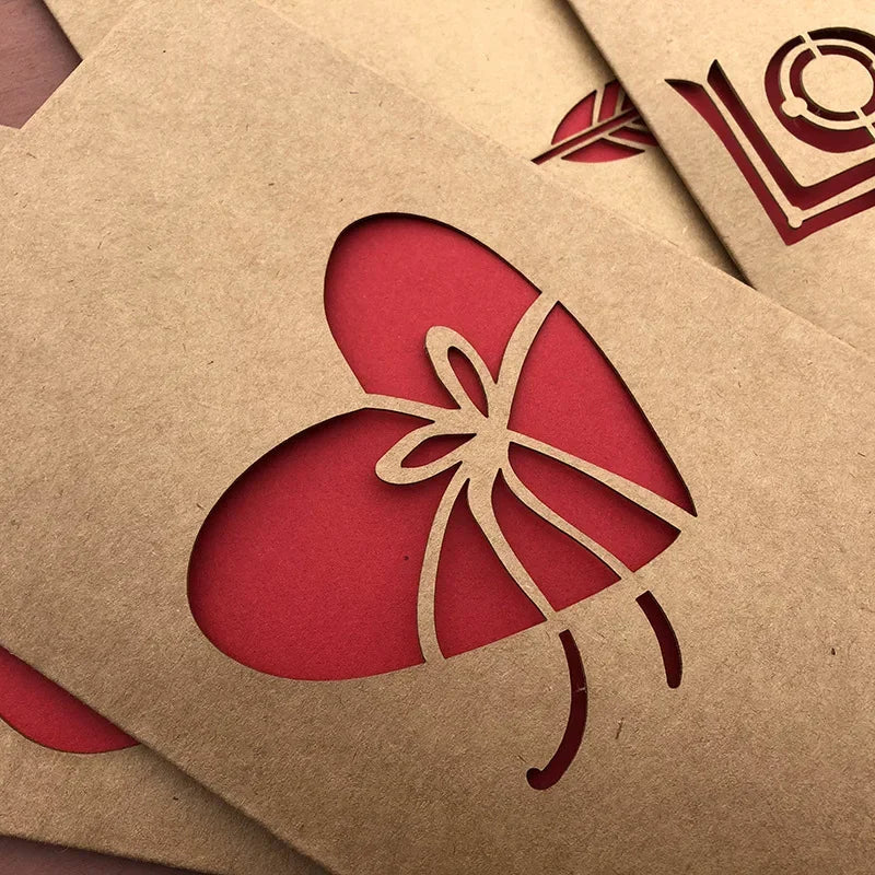 Hollow Kraft Paper Greeting Card – Valentine's & Mother's Day Greeting Card Qme