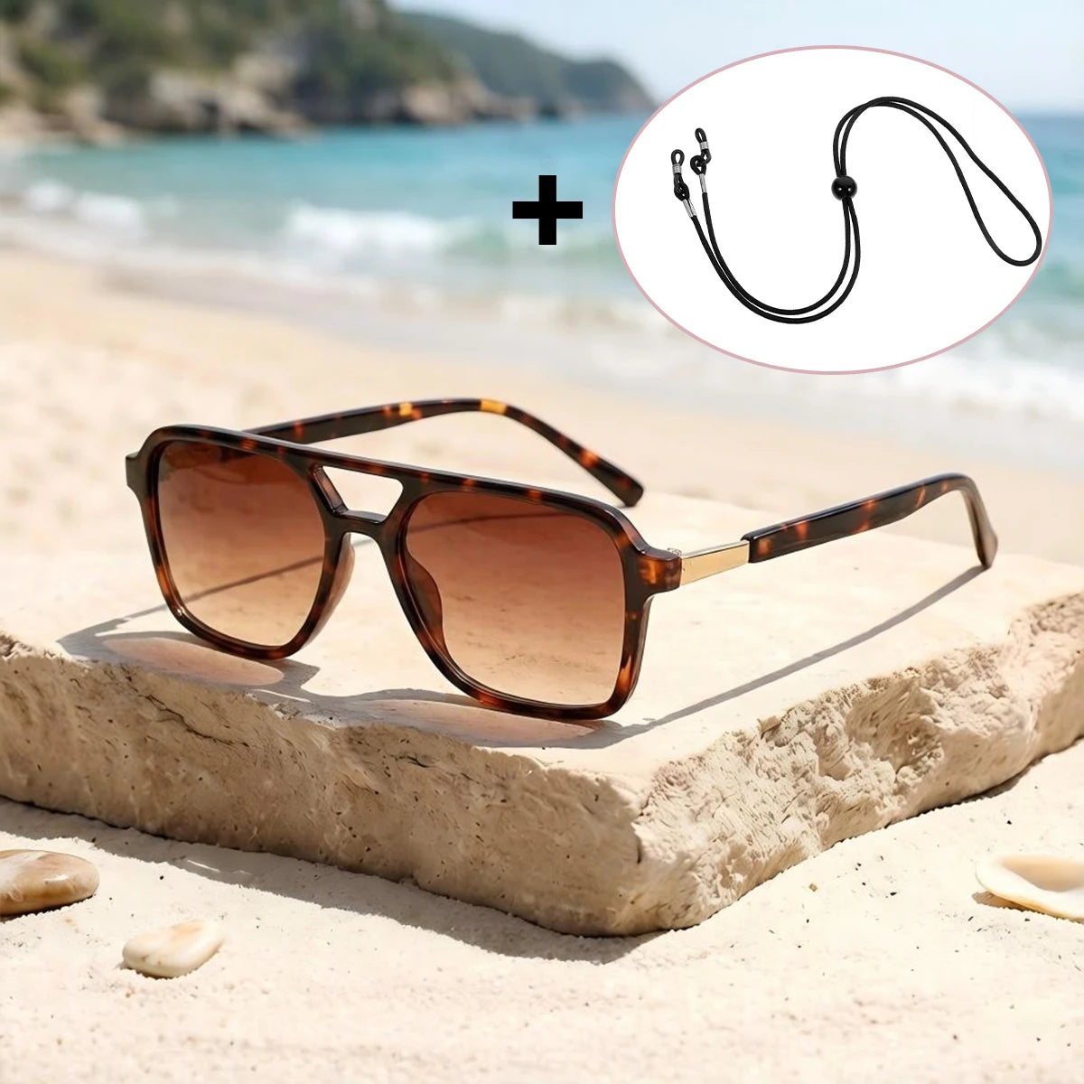 VOPHA Retro Double Bridge Pilot Sunglasses UV400 Unisex S22 Pilot Sunglasses Qst Gradient tea