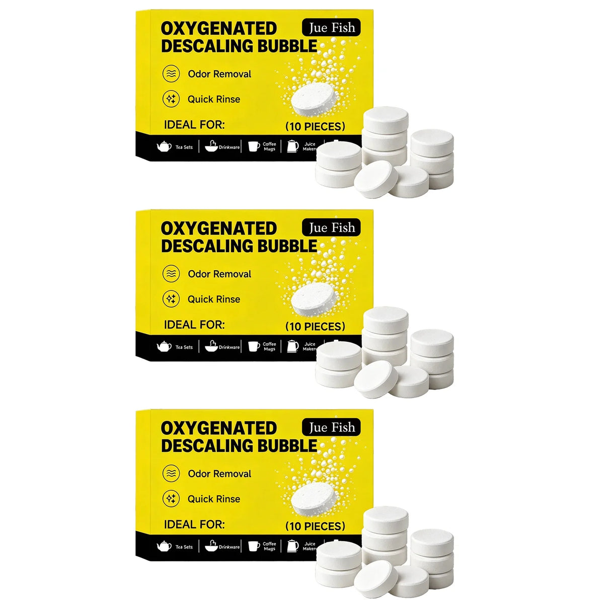 Oxygenated Descaling Bubble Tablets – Limescale Remover Descaling Tablets Qme 3 x 10PCS Boxed