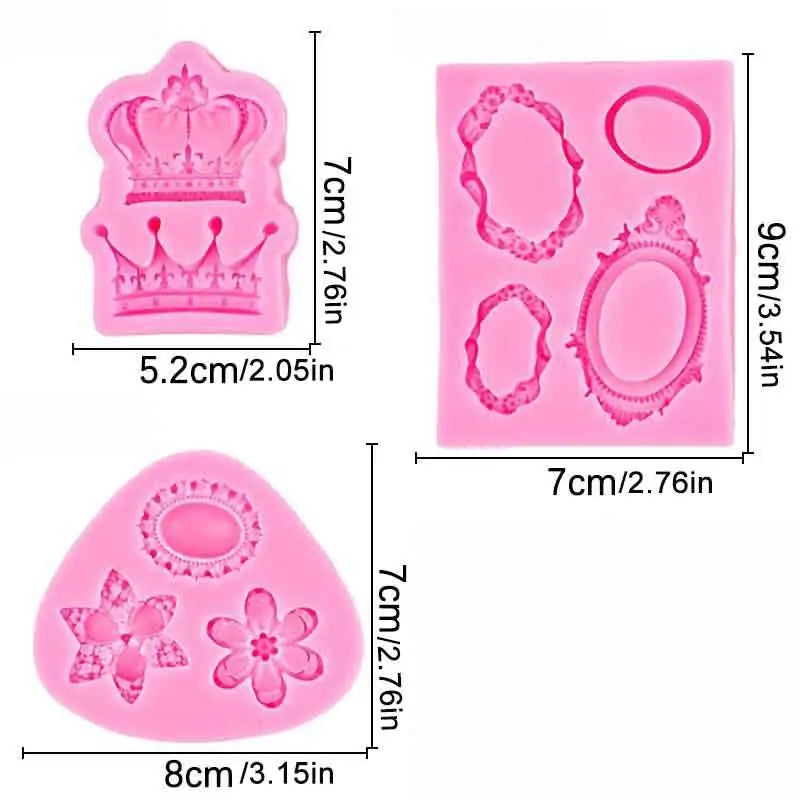 Silicone Fondant Mold – Crown, Mirror & Photo Frame Designs Silicone Baking Mold Qst
