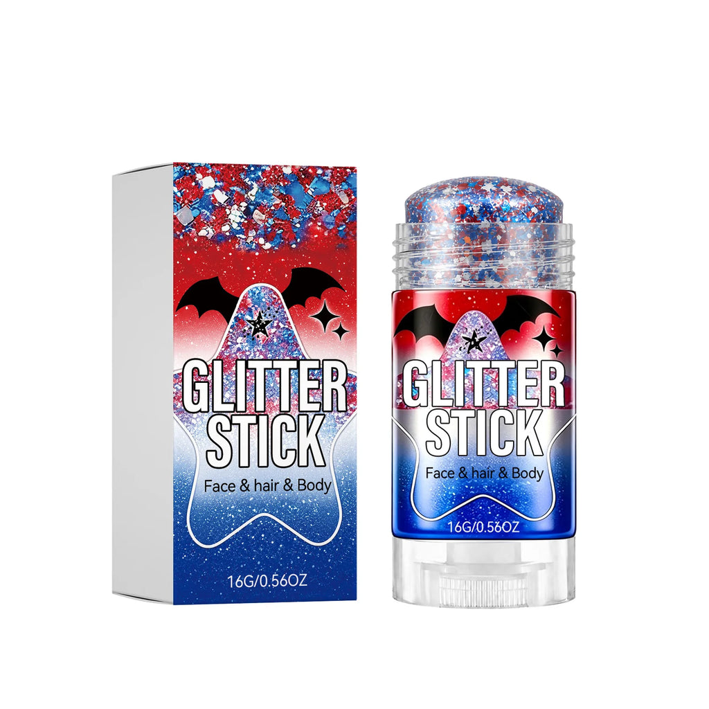 Red Blue Silver Glitter Shimmer Stick – Face Hair Body Highlighter Glitter Highlighter Stick Qst