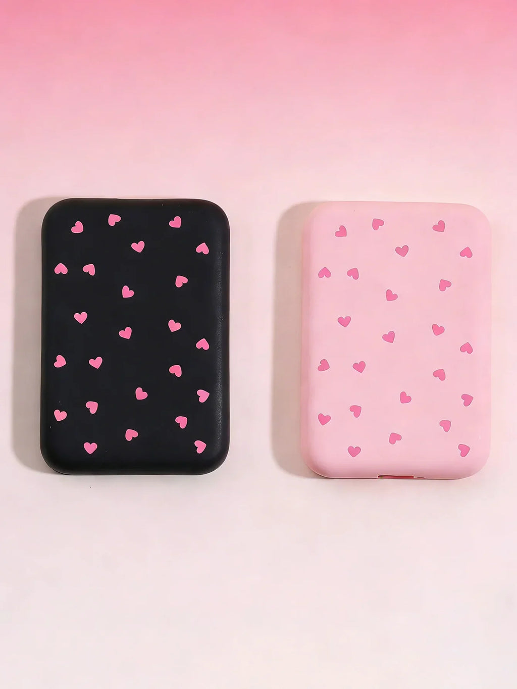 Heart-Shaped TPU MagSafe Charging Case – Black & Pink Phone Protective Case Qme