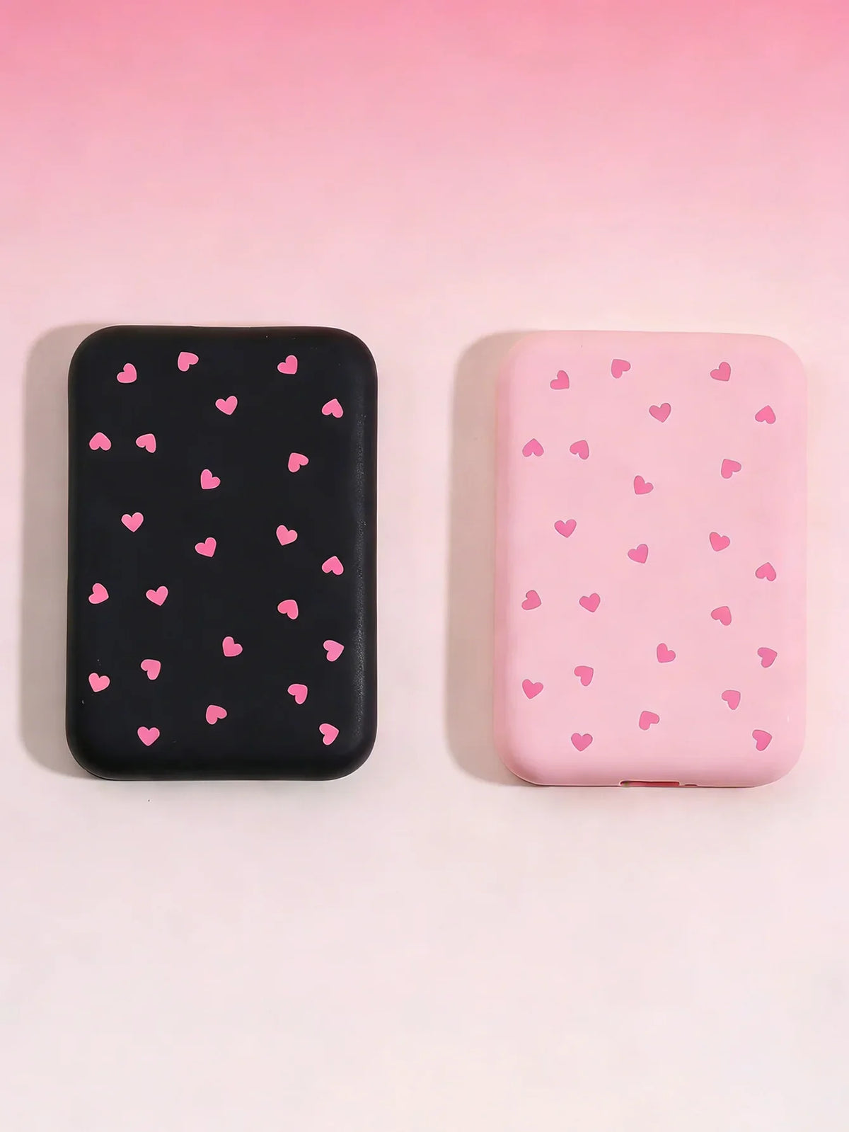 Heart-Shaped TPU MagSafe Charging Case – Black & Pink Phone Protective Case Qme