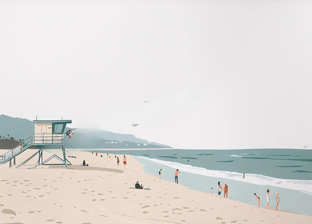 Retro Minimalist Beach Canvas Wall Art – Surf & Swim Poster Canvas Wall Art Qst 2 30x40cm Unframed