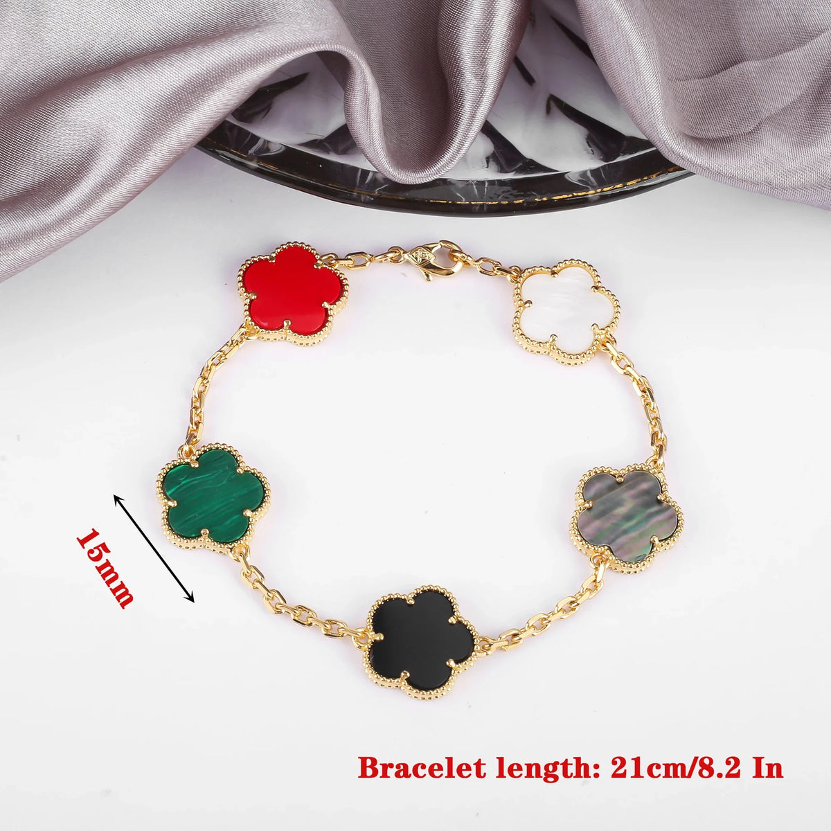 Zirconia Five-Leaf Flower Charm Bracelet for Women | Luxury Charm Bracelet Qme