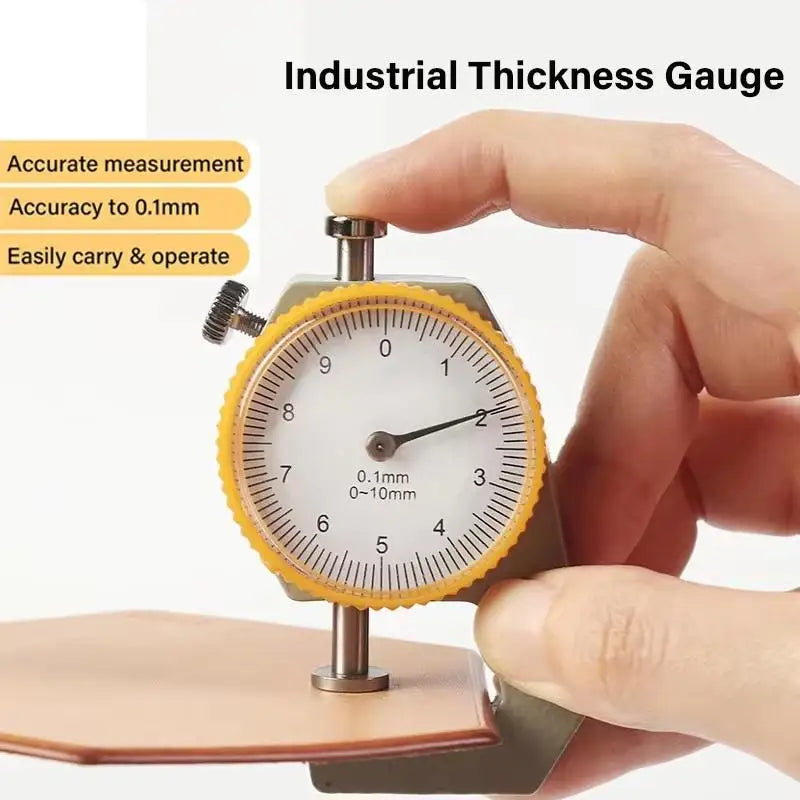 Leather Thickness Gauge 0–10mm Dial Meter for Paper & Pipe Dial Thickness Gauge Qme