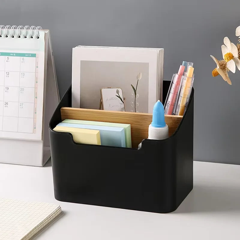 Multi-Function Desktop Remote Control & Storage Organizer Box Desktop Storage Organizer Qme BLACK