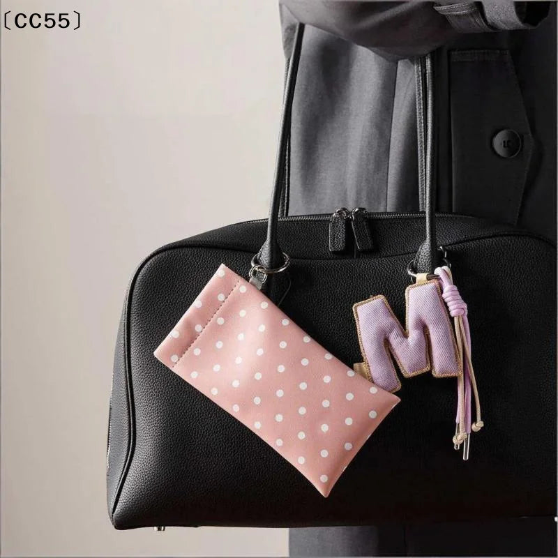 Polka Dot Eyeglass Pouch with Keychain – Soft PU Glasses Case Eyeglass Case Qst