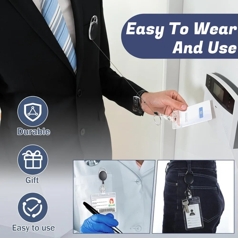 Heavy-Duty Transparent ID Badge Holder with Card Slots ID Badge Holder Qme