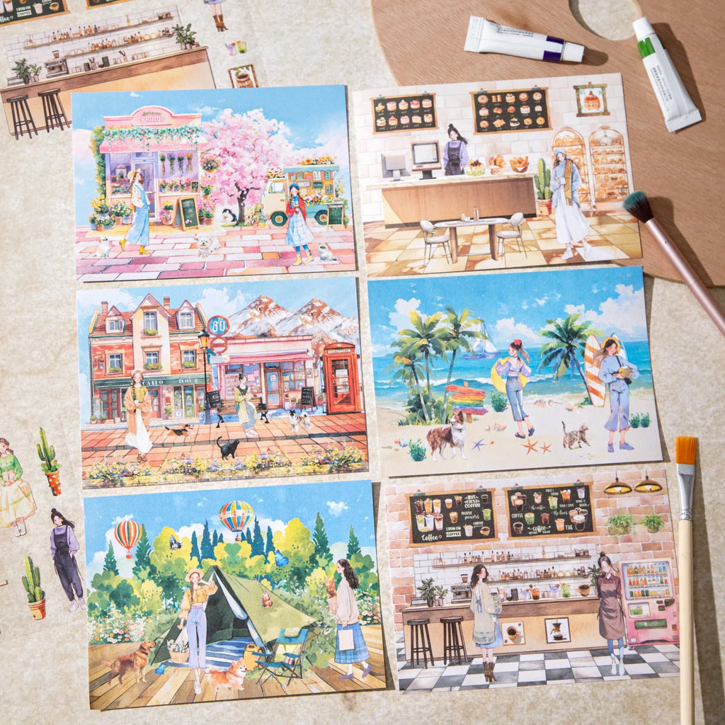 Scenic Landscape Holiday Sticker Book – 10 Sheets, 6 Colors Craft Sticker Book Qme