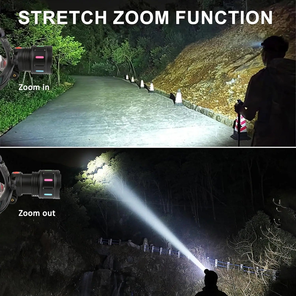 1200 Lumen Rechargeable LED Headlamp | 4 Modes, IPX6 Waterproof LED Headlamp Qst