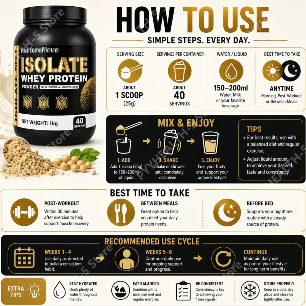 Isolate Whey Protein Powder 1kg Vanilla – 40 Servings Whey Protein Powder Qst
