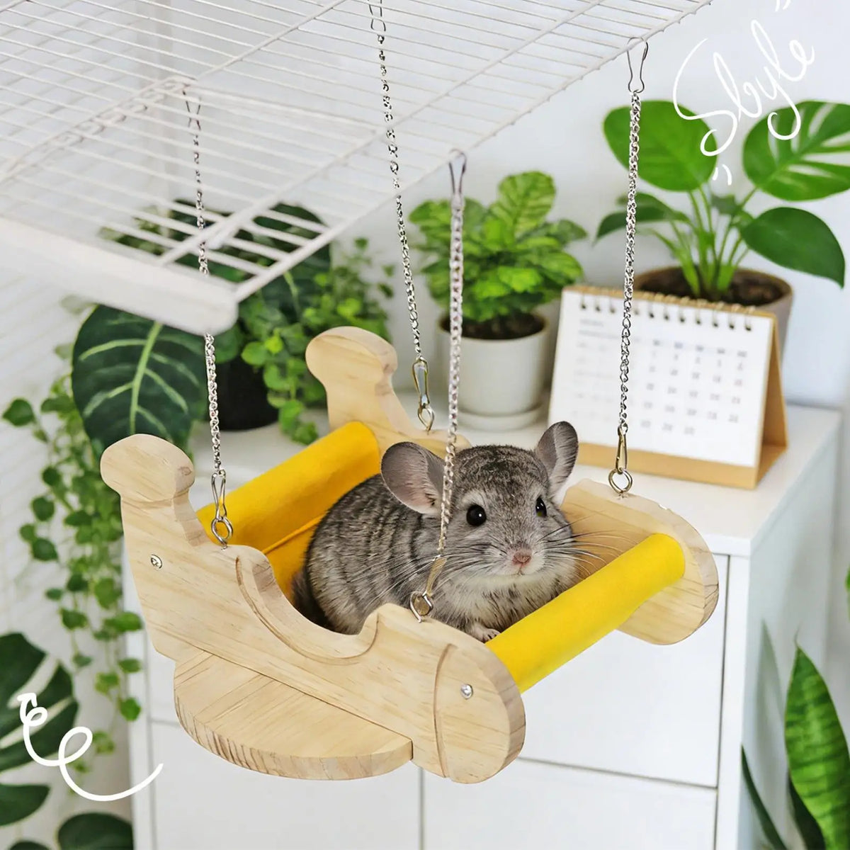 Airplane Wooden Hammock Swing for Ferrets, Hamsters & Small Pets Small Pet Hammock Swing Qme