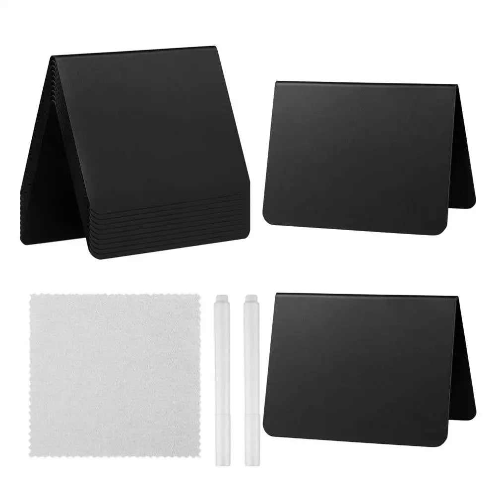 Buffet Food Labels – 12 Acrylic Blackboards, White Pen & Cloth Buffet Display Labels Qme set