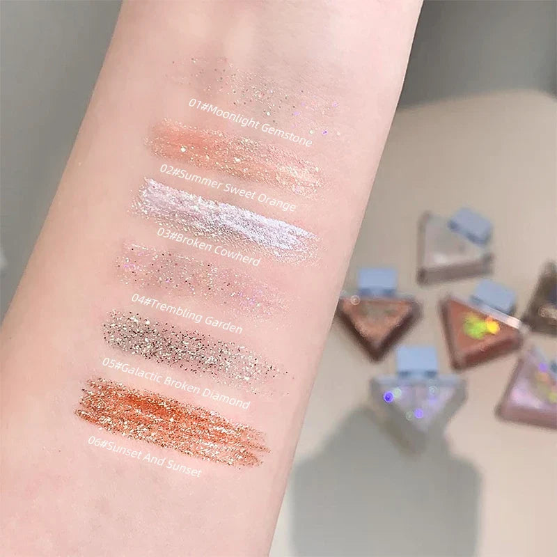 Gege Bear Glazed Liquid Eyeshadow – Pearlescent Glitter, 6 Shades Liquid Eyeshadow Qme