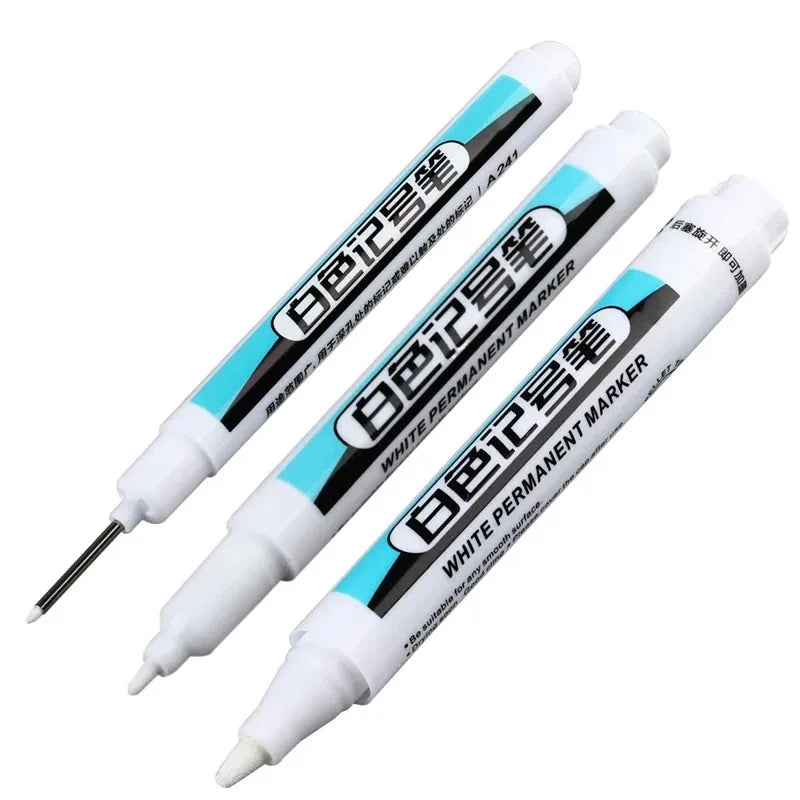 White Permanent Paint Marker Pens | 0.7mm Waterproof Tip Paint Marker Pens Qme 3Pcs-Mixed