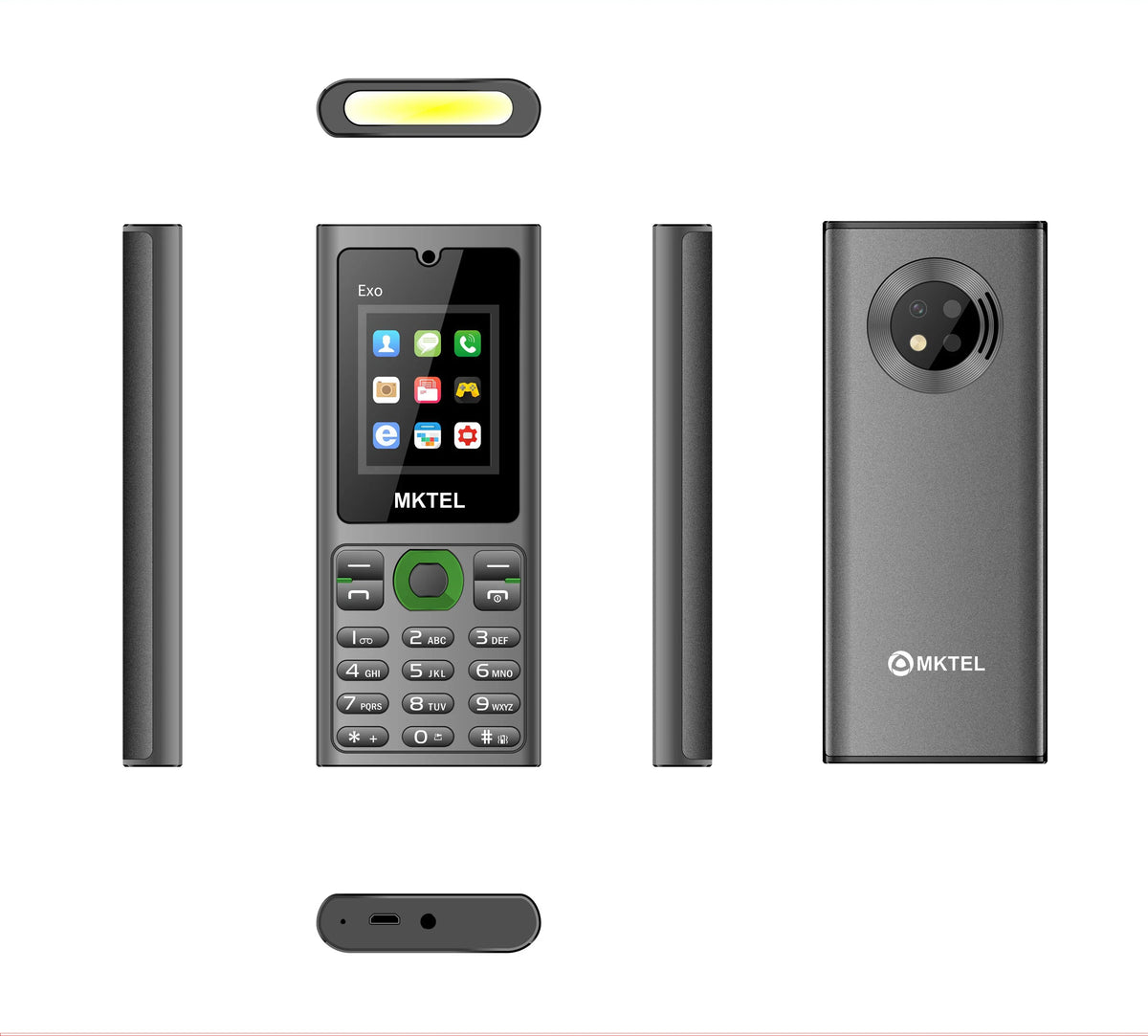 MKTEL EXO Dual SIM Feature Phone 1.77" Display – Senior Mobile Dual SIM Feature Phone Qme GRAY