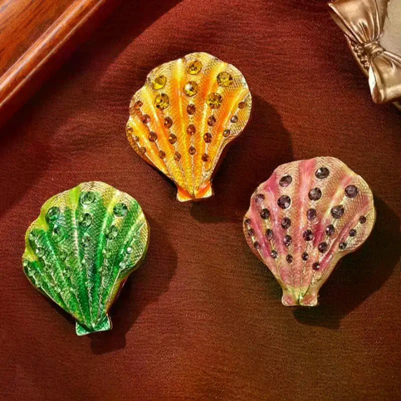 Rhinestone Shell Brooch – Enamel Ocean Pin | Unisex Gift Enamel Brooch Pin Qme