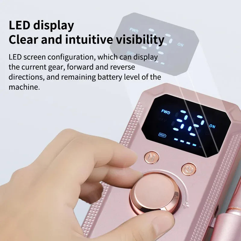 Qme Electric Nail Drill – HD Display & Multi-Head | Portable Electric Nail Drill Qme