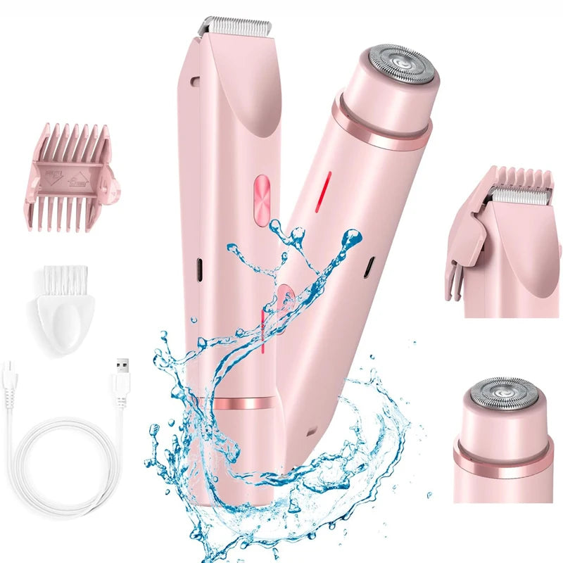 Windaily 2-in-1 Electric Shaver & Trimmer for Women – IPX7 Electric Women's Shaver Qst Pink