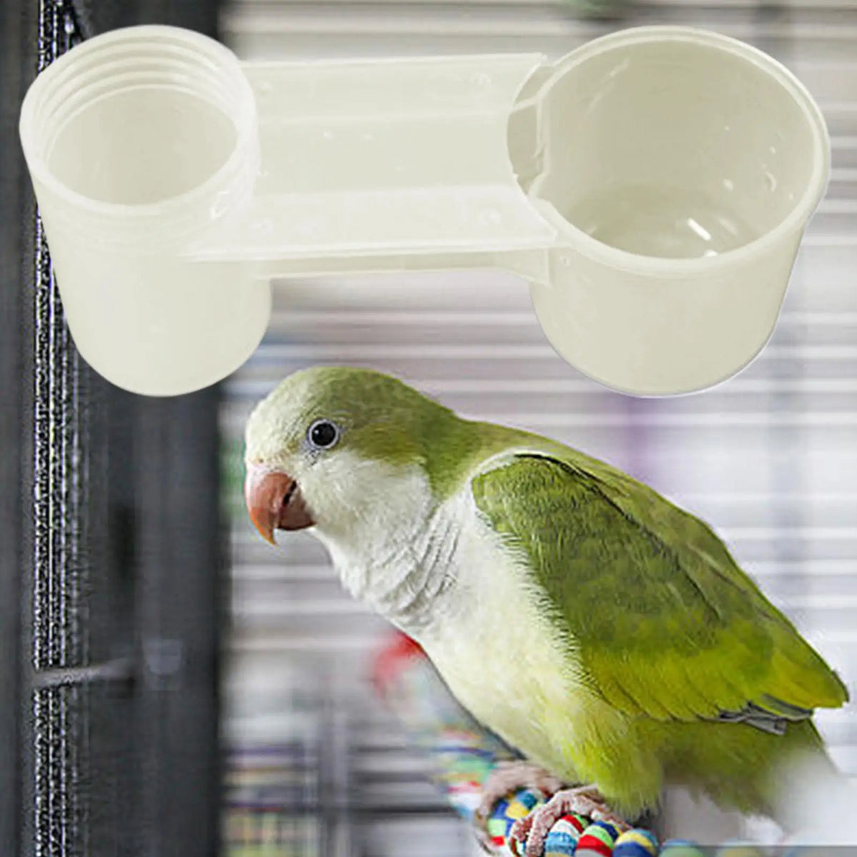 Double-Port Bird Waterer Drinker Feeder Clip for Parrots Bird Waterer Feeder Qme