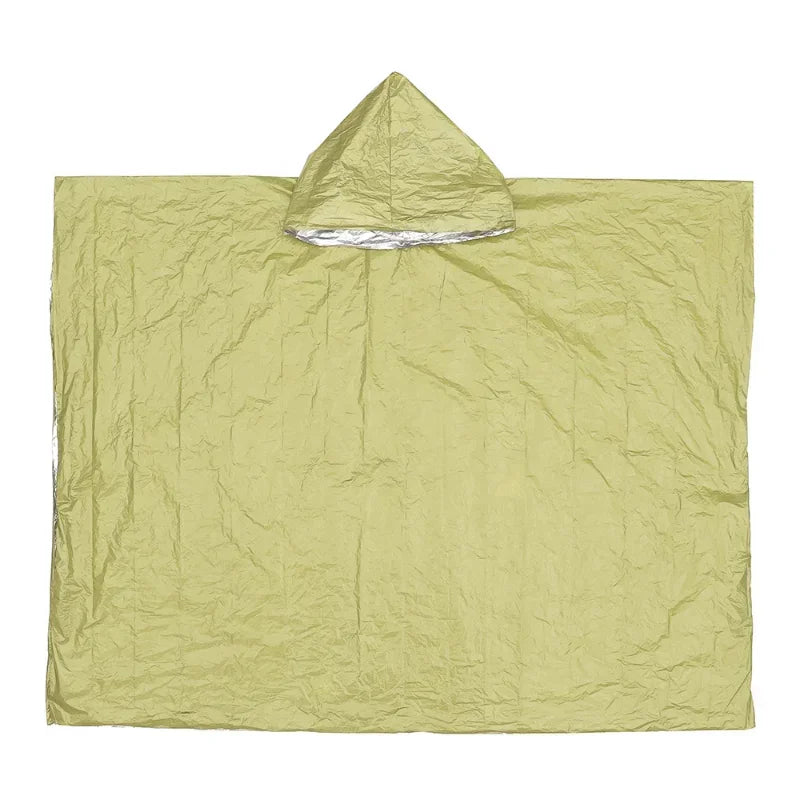Emergency Poncho Waterproof Mylar Survival Blanket Raincoat Emergency Survival Poncho Qme