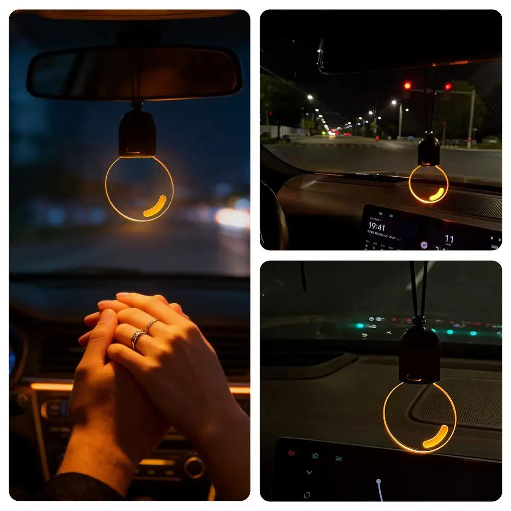 Retro Acrylic Light Bulb Car Rearview Mirror Pendant Decor Car Mirror Pendant Qme